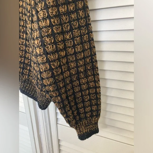 Vintage Anchor Blue Men Size Large Crewneck Sweater Textured 3D Knit 80's Retro - Picture 6 of 11